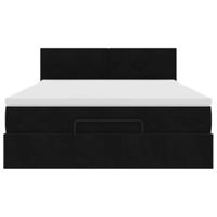 Ottoman bed met matras 140x200cm fluweel zwart - thumbnail
