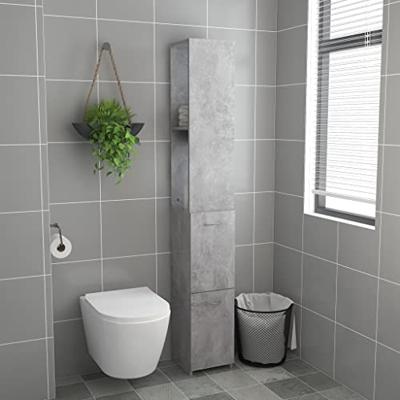 Badkamerkast 25x26,5x170 cm bewerkt hout betongrijs
