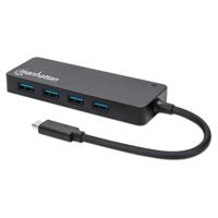 Manhattan 164924 USB-C (USB 3.2 Gen 2) multiport hub 4 poorten Zwart - thumbnail