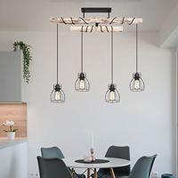 Globo HanglampMina zwart met hout 4-lichts variërend - 15326-4D - thumbnail