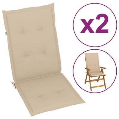 VidaXL Tuinstoelkussens 2 st hoge rug 120x50x3 cm stof beige VidaXL Tuinstoelkussens 2 st hoge rug 120x50x3 cm stof beige