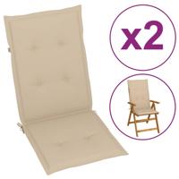 VidaXL Tuinstoelkussens 2 st hoge rug 120x50x3 cm stof beige - thumbnail