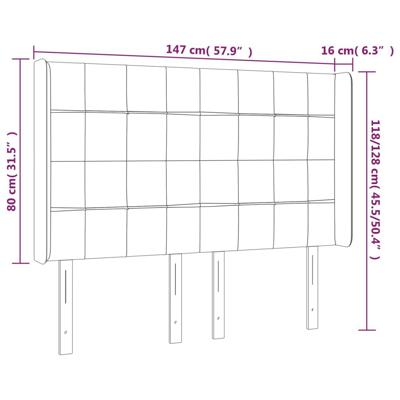 Hoofdbord met randen 147x16x118/128 cm fluweel lichtgrijs - thumbnail