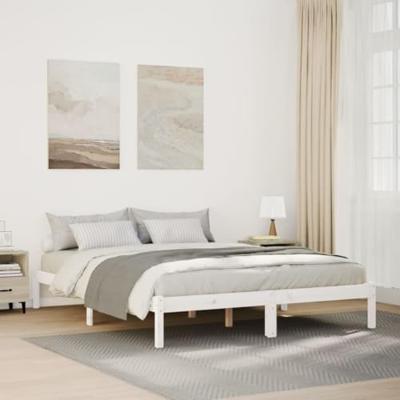 Bedframe extra lang zonder matras grenenhout wit 160x210 cm