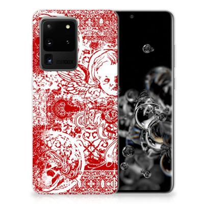 Silicone Back Case Samsung Galaxy S20 Ultra Angel Skull Rood Silicone Back Case Samsung Galaxy S20 Ultra Angel Skull Rood