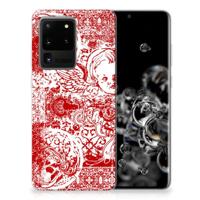 Silicone Back Case Samsung Galaxy S20 Ultra Angel Skull Rood - thumbnail