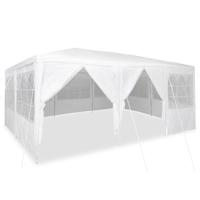 Partytent met 10 zijwanden in het wit 6x4 m PE - thumbnail