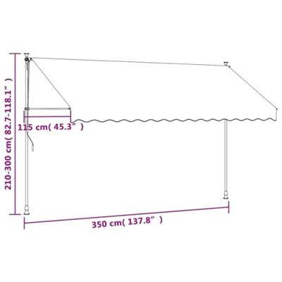 Luifel uittrekbaar 350x150 cm stof en staal crmekleurig - thumbnail