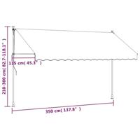 Luifel uittrekbaar 350x150 cm stof en staal antracietkleurig - thumbnail