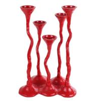 Kandelaar Wesley XL aluminium rood 35 cm | 3 stuks - thumbnail