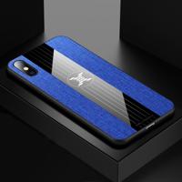 Voor iPhone XS Max XINLI stiksels doek Textue schokbestendig TPU beschermhoes (blauw) - thumbnail