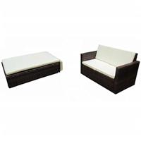VidaXL 2-delige loungeset met kussens poly rattan bruin - thumbnail