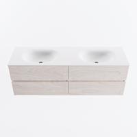 MONDIAZ VICA 150cm badmeubel onderkast Underlayment 4 lades. Wastafel MOON dubbel zonder kraangat, kleur Talc. - thumbnail