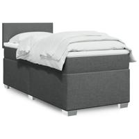 Boxspring met matras stof donkergrijs 90x200 cm - thumbnail