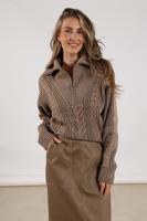 Nukus Clair Pullover Zipper Nkf03025 Trui 65 Fango - thumbnail