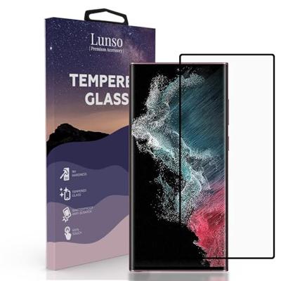 Lunso - Gehard Beschermglas - Full Cover Tempered Glass - Samsung Galaxy S22 Ultra - Black Edge Lunso - Gehard Beschermglas - Full Cover Tempered Glass - Samsung Galaxy S22 Ultra - Black Edge