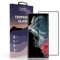 Lunso - Gehard Beschermglas - Full Cover Tempered Glass - Samsung Galaxy S22 Ultra - Black Edge - thumbnail