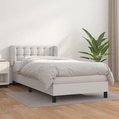 Boxspring met matras kunstleer wit 90x190 cm