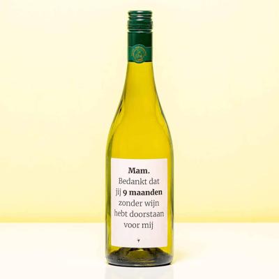 Wijnfles 9 maanden zonder wijn voor mij - Wit (Sauvignon Blanc)