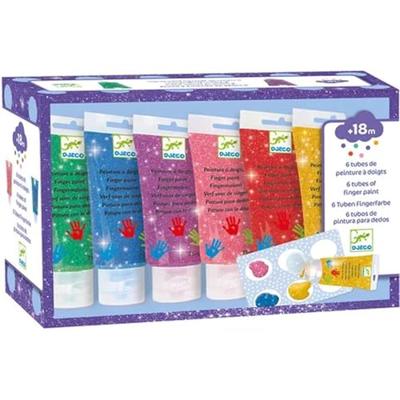 6 tubes vingerverf met glitter - DJECO geel 6 tubes vingerverf met glitter - DJECO geel