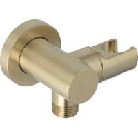 Ben muuraansluiting met handdouchehouder geborsteld messing pvd - thumbnail