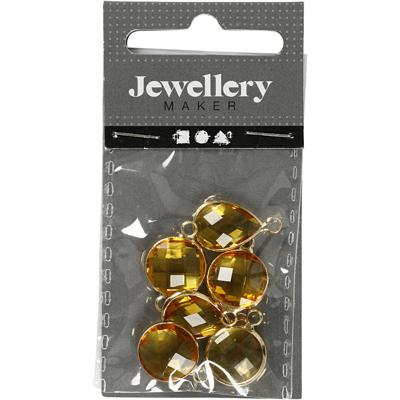 Creativ Company Sieradenhanger, h: 15-20 mm, gatgrootte 2 mm, geel, 1 doos