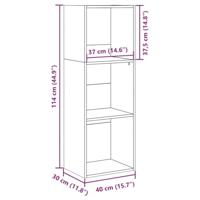Boekenkast 40x30x114 cm bewerkt hout oud houtkleurig - thumbnail