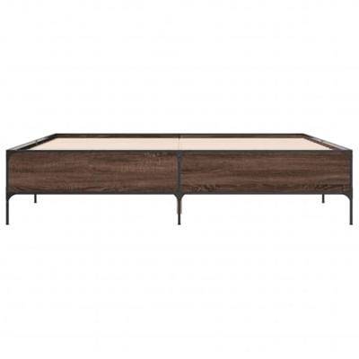 Bedframe bewerkt hout metaal bruin eikenkleur 200x200 cm