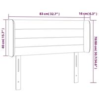 Hoofdbord met randen 83x16x78/88 cm fluweel donkergrijs - thumbnail