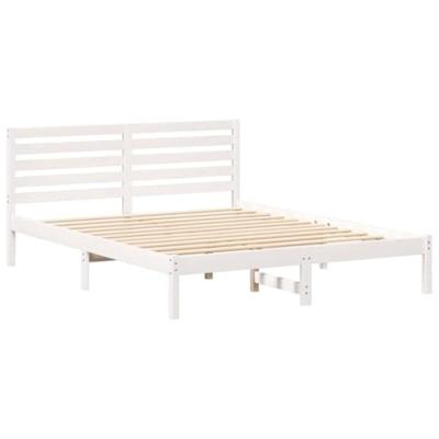 Bedframe met hoofdeinde Wit 140 x 200 cm Massief grenenhout