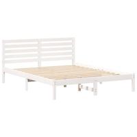 Bedframe met hoofdeinde Wit 140 x 200 cm Massief grenenhout - thumbnail
