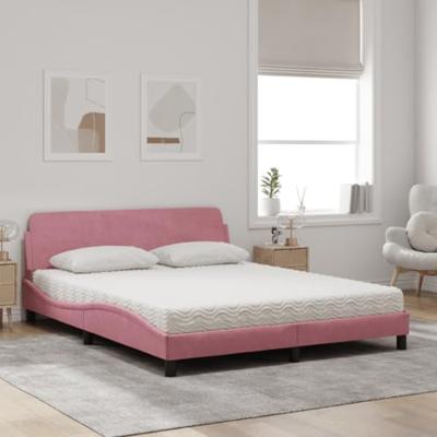 Bed met matras "Dover" fluweel roze 160x200 cm