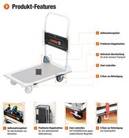 Meister Werkzeuge 8985530 Plateauwagen Inklapbaar, Met opbergvak Staal Laadvermogen (max.): 150 kg - thumbnail