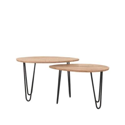 LABEL51 Organische Salontafel 'Frisk' Set van 2 stuks, Rough Mangohout, kleur Naturel