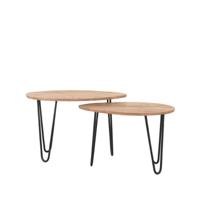 LABEL51 Organische Salontafel 'Frisk' Set van 2 stuks, Rough Mangohout, kleur Naturel - thumbnail