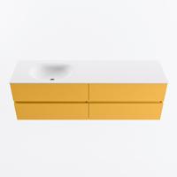 MONDIAZ VICA 160cm badmeubel onderkast Ocher 4 lades. Wastafel MOON links 1 kraangat, kleur Talc. - thumbnail