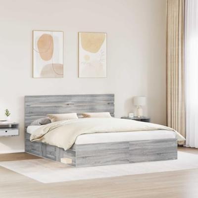 Bedframe Grijs Sonoma 180 x 200 cm Massief grenenhout