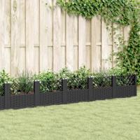 VidaXL Plantenbak met pinnen 363,5x43,5x43,5 cm polypropeen zwart - thumbnail