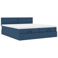 Ottoman bed met matrassen 180x200cm stof blauw - thumbnail