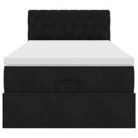 Ottoman bed met matras 100x200 cm fluweel zwart - thumbnail