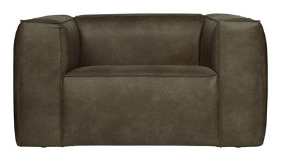 WOOOD Fauteuil 'Bean' Recycle Leer, kleur Army