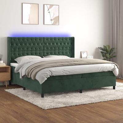 Boxspring met matras en LED fluweel donkergroen 200x200 cm