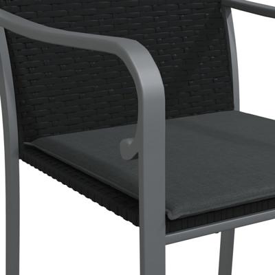 Tuinstoelen 6 st met kussens 56x59x84 cm poly rattan zwart