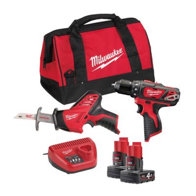 Milwaukee M12 BPP2C-402B PowerPack (C12 HZ + M12 BDD + 2 x 4,0 Ah accu + 60 min. lader + contractor bag) - 4933441230 Milwaukee M12 BPP2C-402B PowerPack (C12 HZ + M12 BDD + 2 x 4,0 Ah accu + 60 min. lader + contractor bag) - 4933441230
