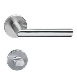 Intersteel deurkruk met wc-rozet geveerd - Hoek 90° - RVS geborsteld