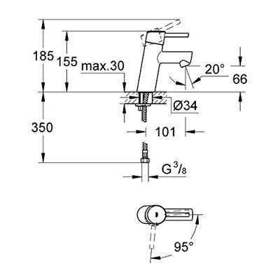 GROHE Concetto waterbesparendes wastafelkraan met 28mm ES cartouche chroom 2338510e - thumbnail