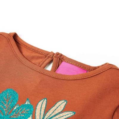 Kindershirt met lange mouwen dierenprint 140 cognackleurig