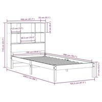 Bed met boekenkast zonder matras grenenhout wasbruin 100x200 cm - thumbnail