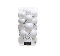 30 Kerstballen plastic glans-mat-glitter assorted winterwit KSD - Ksd - thumbnail