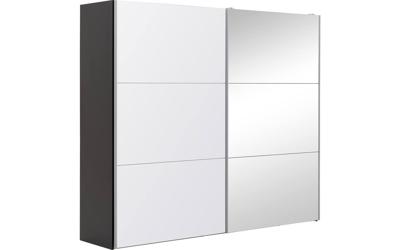 Goossens Kledingkast Easy Storage Sdk, 253 cm breed, 220 cm hoog, 1x 3 paneel glas schuifdeur li en 1x 3 paneel spiegel schuifdeur re